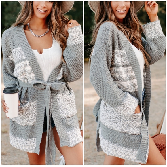 LOVERICHE Chic Gray Knitted Kimono Cardigan - Picture 7 of 9